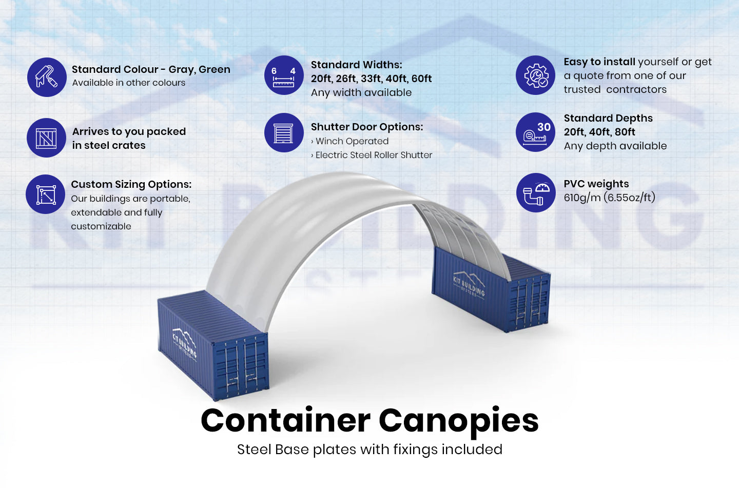 Kontener Skerms - 40ft x 20ft x 15ft (12m x 6m x 4.5m)