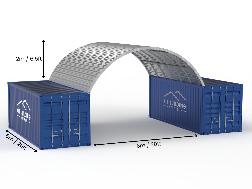 8m (26ft) Span | Steel Container Canopies 26ft Width, 10ft Height (8m x 3m)