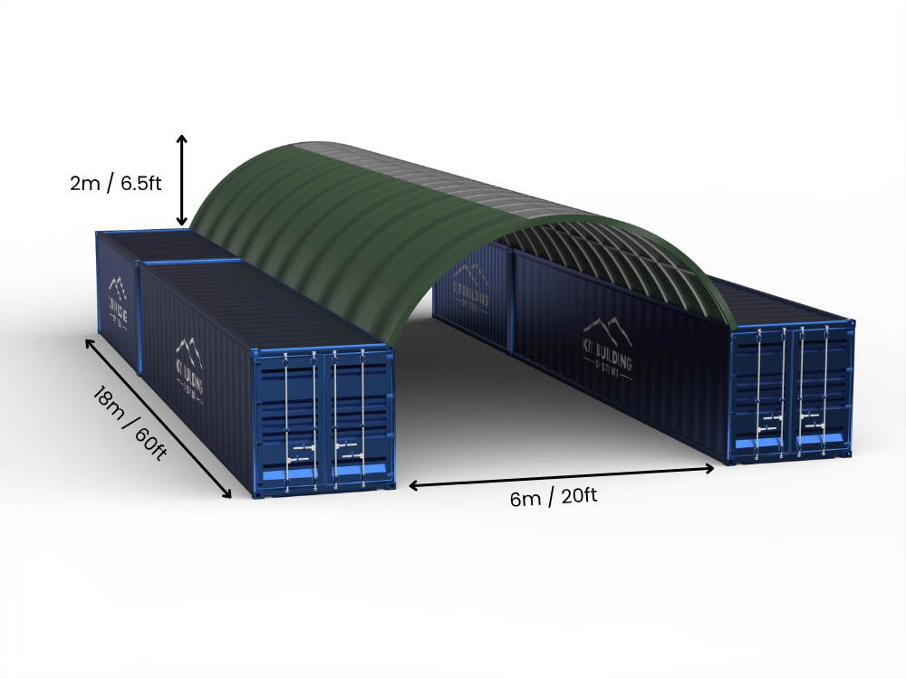 6m (20ft) Oopspan | Kontener Skerms 20ft Breedte, 6.5ft Hoogte (6m x 2m)