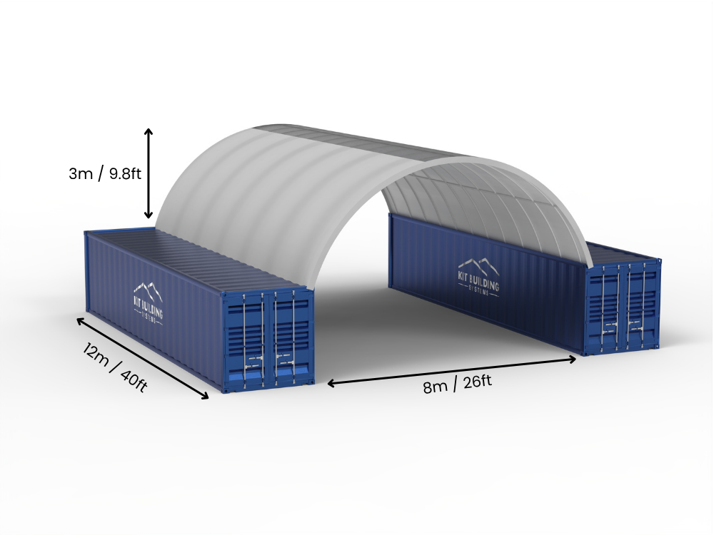 8m (26ft) Oopspan | Kontener Skerms 26ft Breedte, 10ft Hoogte (8m x 3m)