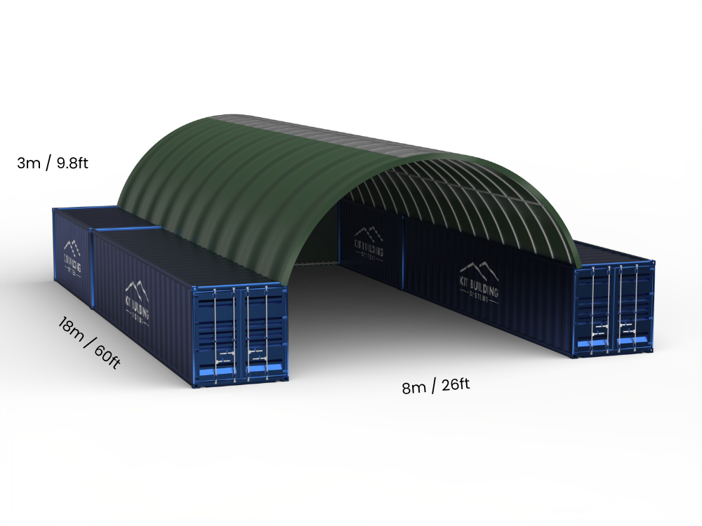 8m (26ft) Oopspan | Kontener Skerms 26ft Breedte, 10ft Hoogte (8m x 3m)