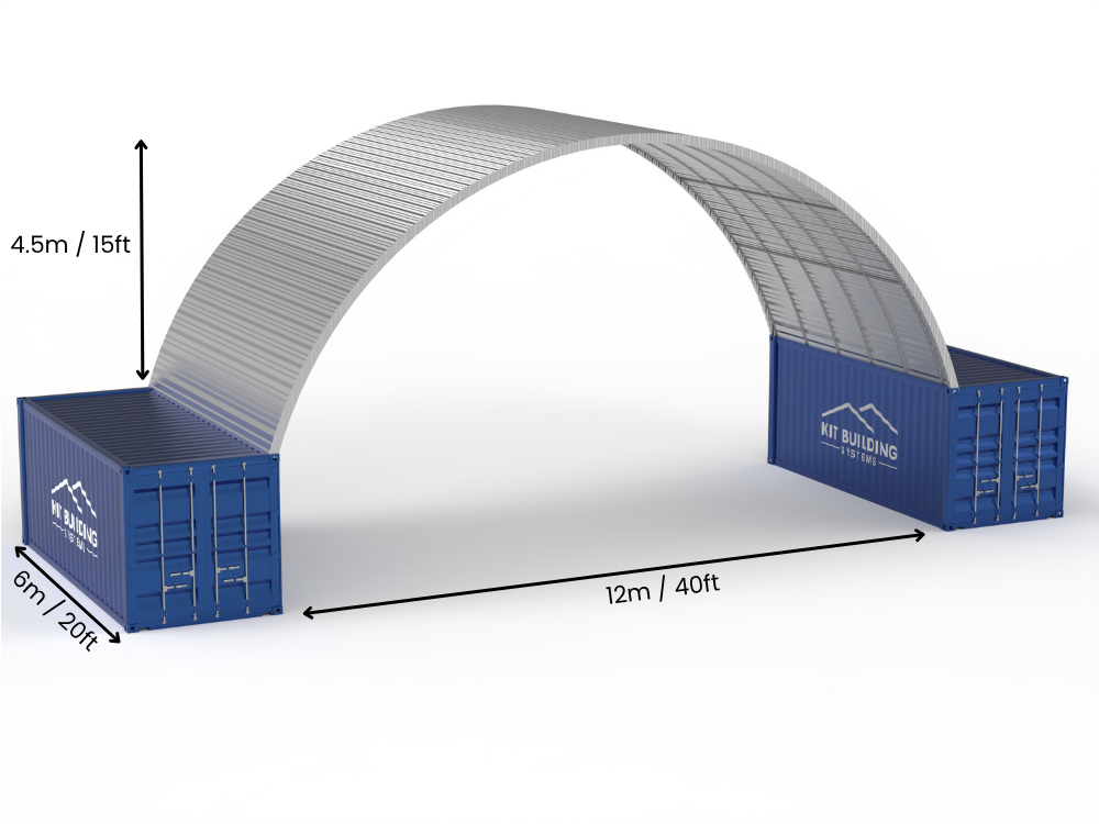 12m (40ft) Span | Steel Container Canopies - 40ft x 12ft (12m x 4.5m)