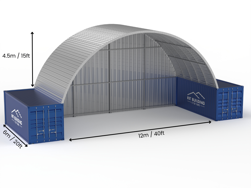 12m (40ft) Span | Steel Container Canopies 40ft Width, 15ft Height (12m x 4.5m)