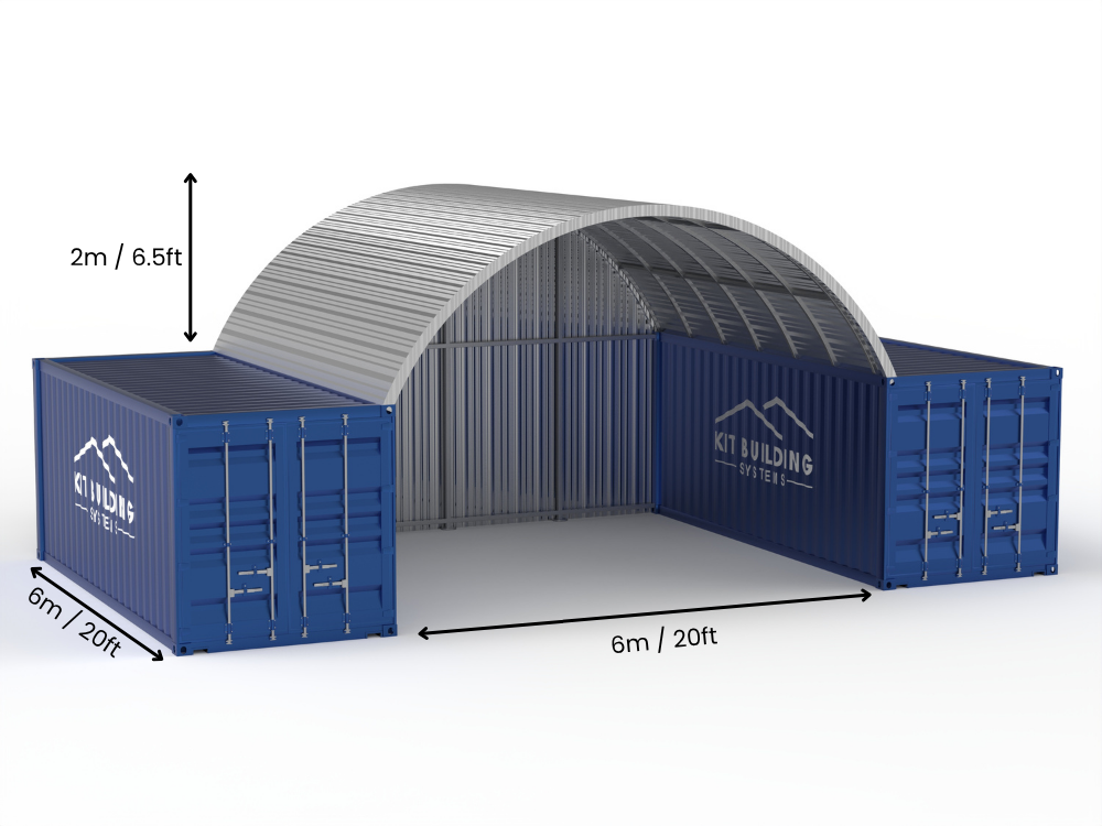 6m (20ft) Span | Steel Container Canopies 20ft Width, 6.5ft Height  (6m x 2m)