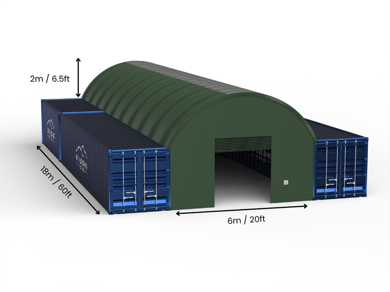 6m (20ft) Oopspan | Kontener Skerms 20ft Breedte, 6.5ft Hoogte (6m x 2m)