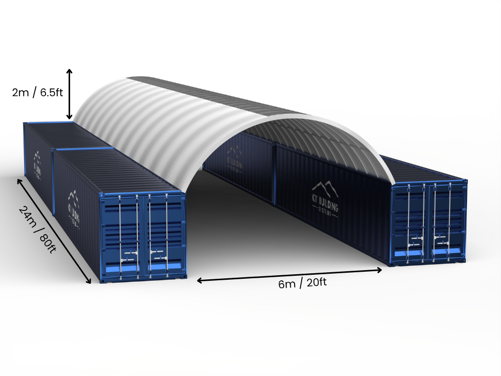 6m (20ft) Oopspan | Kontener Skerms 20ft Breedte, 6.5ft Hoogte (6m x 2m)