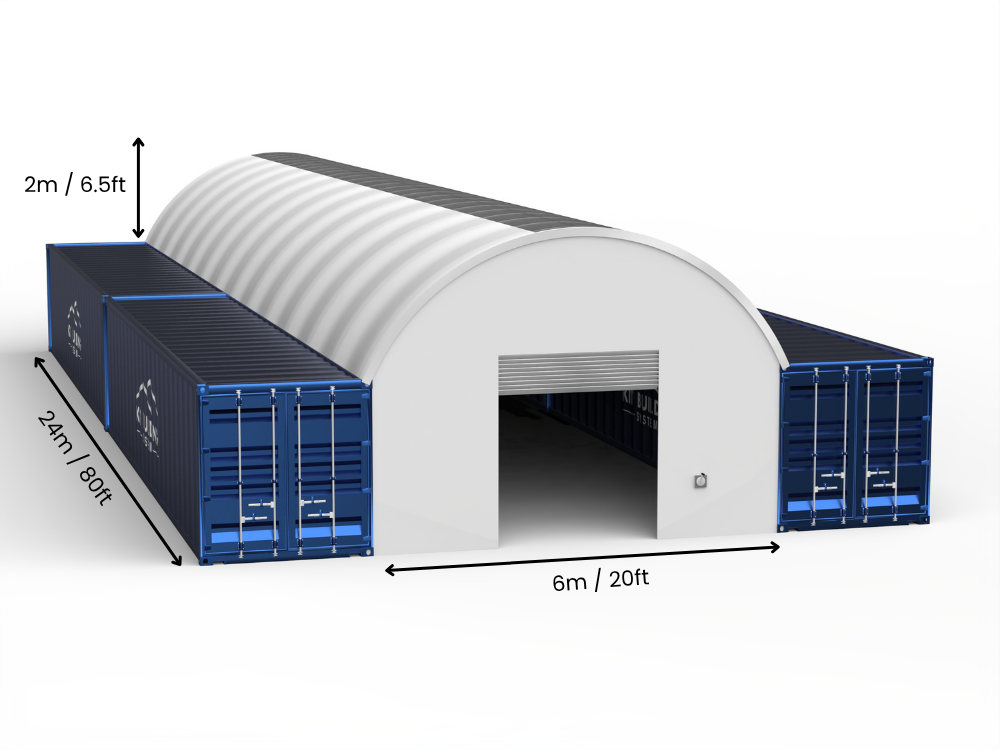 6m (20ft) Oopspan | Kontener Skerms 20ft Breedte, 6.5ft Hoogte (6m x 2m)