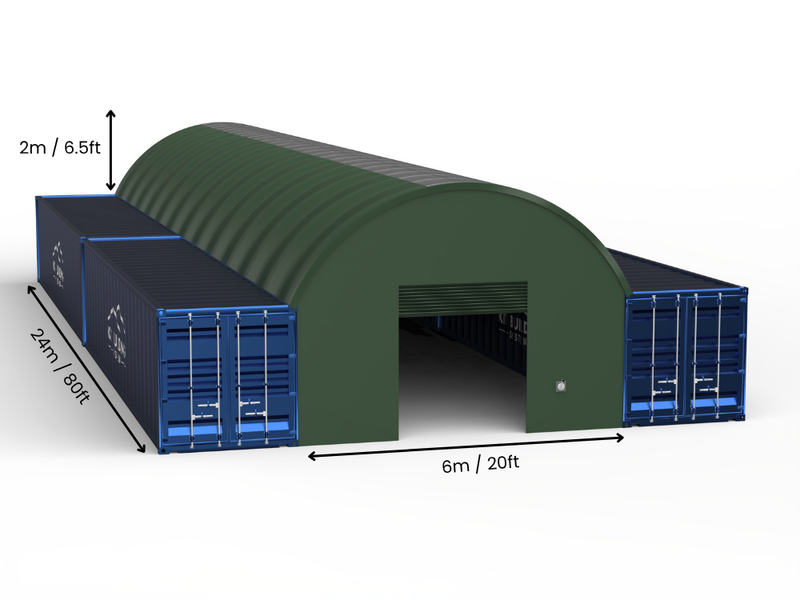 6m (20ft) Oopspan | Kontener Skerms 20ft Breedte, 6.5ft Hoogte (6m x 2m)