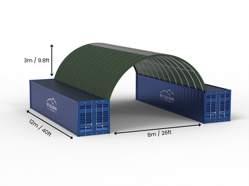8m (26ft) Oopspan | Kontener Skerms 26ft Breedte, 10ft Hoogte (8m x 3m)