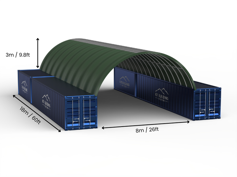 8m (26ft) Oopspan | Kontener Skerms 26ft Breedte, 10ft Hoogte (8m x 3m)
