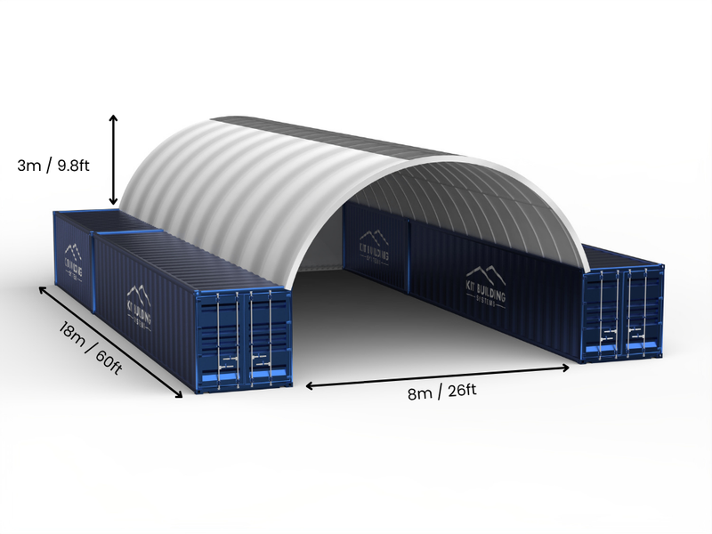 8m (26ft) Oopspan | Kontener Skerms 26ft Breedte, 10ft Hoogte (8m x 3m)
