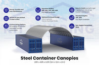 Steel Container Canopies - 20ft x 40ft x 6.5ft (6m x 12m x 2m)
